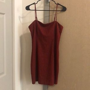Burgundy pinstriped dress